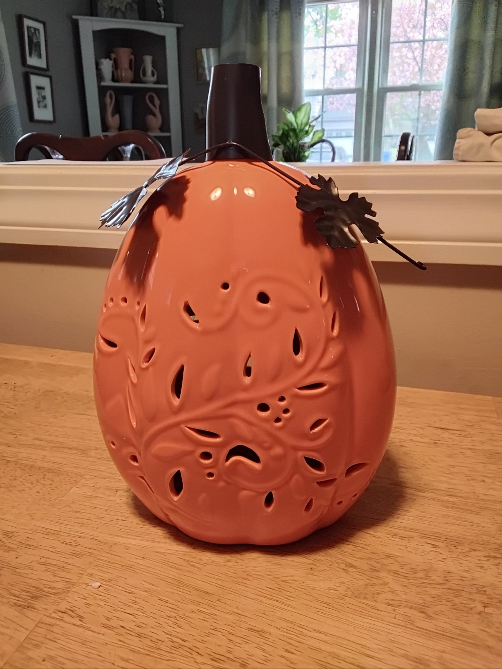 Illuminated Pierced Pumpkin by Valerie